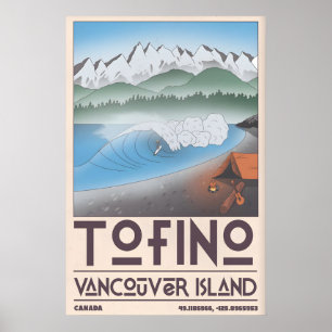 Tofino Coastal Art Print Surfer, Pine Forest