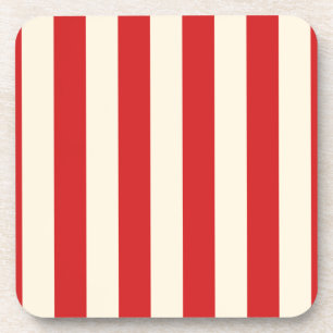 Tofu Cream Postbox Red Striped Pattern Coaster