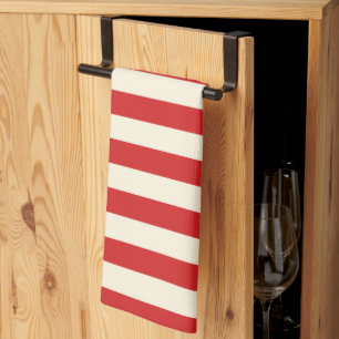 Tofu Cream Postbox Red Stripes Kitchen Towel