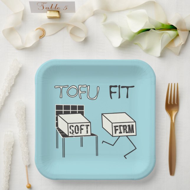 Tofu Fit Funny Running Tofu Soy themed Paper Plate (Wedding)