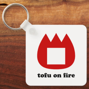 📛 tofu on fire keychain