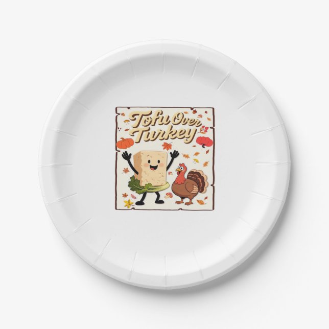 Tofu Over Turkey Classic T-Shirt Paper Plate (Front)