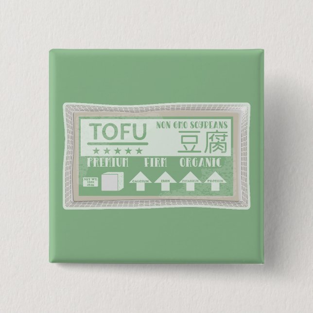 Tofu Pop art food packaging 2 Inch Square Button (Front)