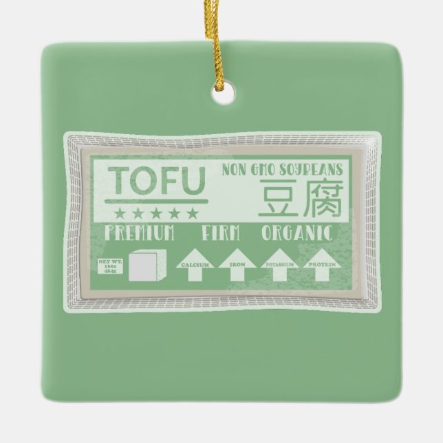 Tofu Pop art food packaging Ceramic Ornament (Front)