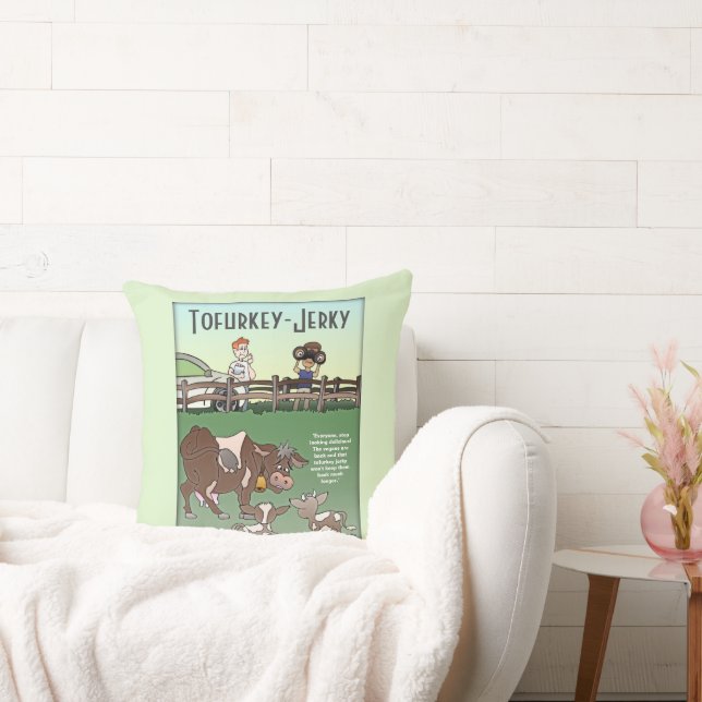 Tofurkey Jerky Throw Pillow (Couch)