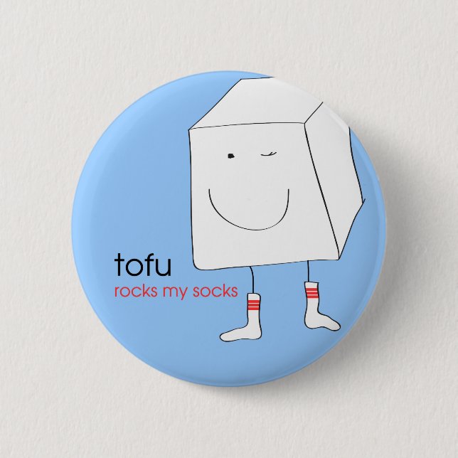 TofuRocksbluebackground.ai 2 Inch Round Button (Front)