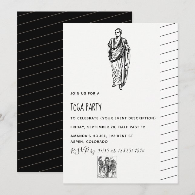 Toga Party Theme Invitation (Front/Back)