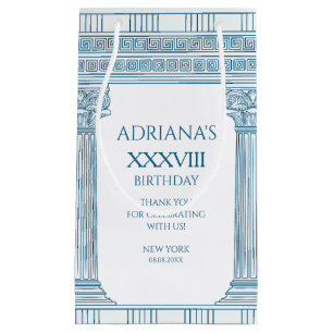 Toga party with Greek meander pattern and columns  Small Gift Bag