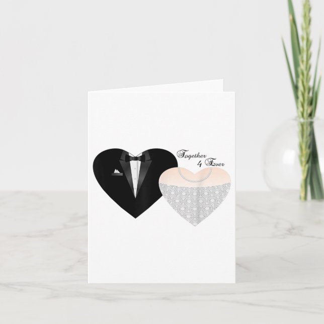 Together 4 Ever Novelty Bride &amp; Groom Wedding  Card (Front)
