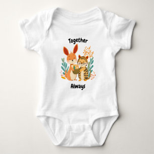 Together Always Kangaroo and Tiger - Cute Animals Baby Bodysuit