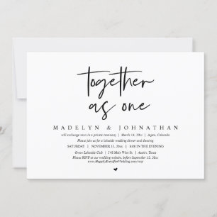 Together as One, Wedding Elopement Dinner Party Invitation