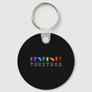 Together ASL Sign Language Handsigns LGBT Awarenes Keychain