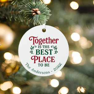 Together best place typography Christmas Metal Ornament