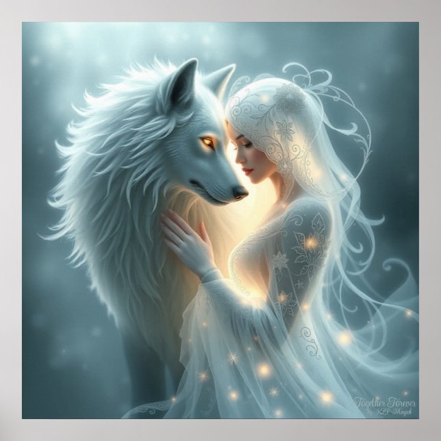 Together Forever AI Fantasy Digital Art Print (Front)