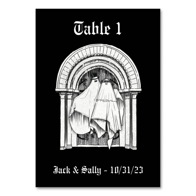 Together Forever Ghost Bride & Groom Table Numbers (Front)