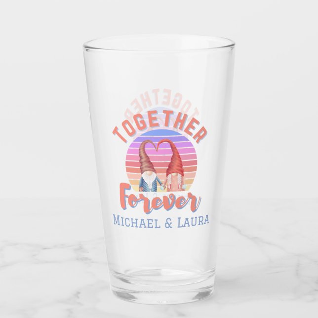 Together Forever Gnome Couple  Glass (Front)