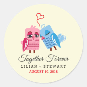 Together Forever Love birds Wedding Favour sticker