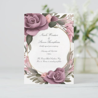 Together Forever Mauve Floral Wedding Invitation