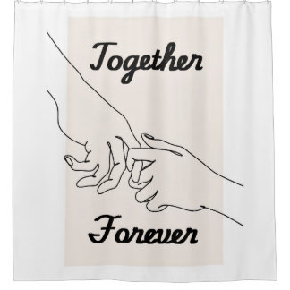 Together Forever Minimalist Line Art Shower Curtai