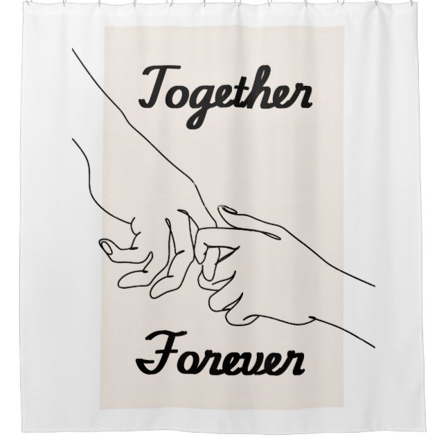 Together Forever Minimalist Line Art Shower Curtai (Front)