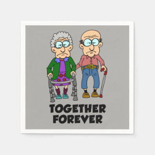 Together Forever Old Couple Anniversary Napkins