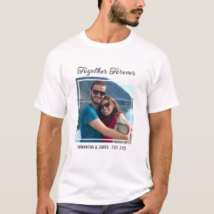 Together Forever Typography Couple Photo Name T-Shirt