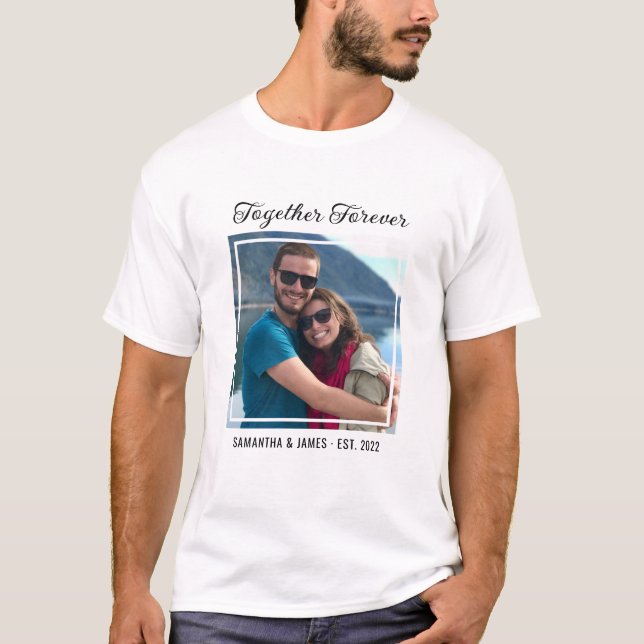 Together Forever Typography Couple Photo Name T-Shirt (Front)