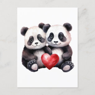 Together Froever Panda pair  Holiday Postcard