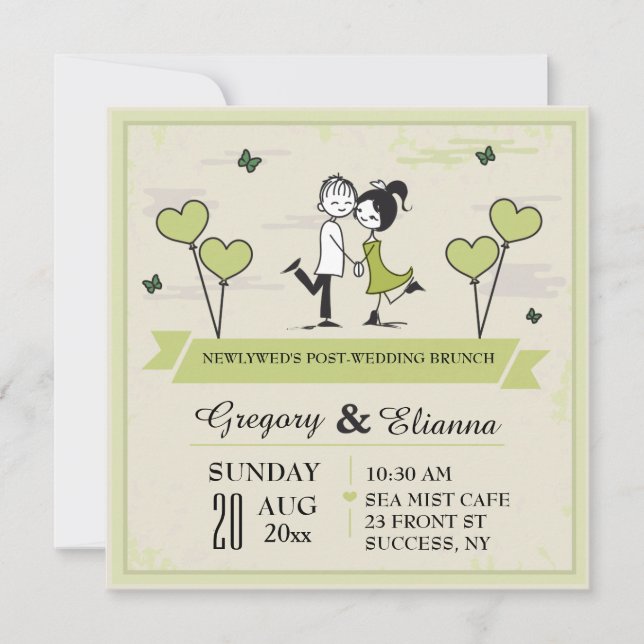Together (Green) Post Wedding Brunch Invitation (Front)