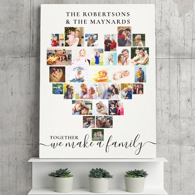 Together Heart Photo Collage Personalized Family Canvas Print (Creator Uploaded)
