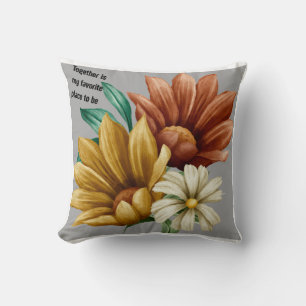 Together Is My Favourite Place Warm Floral Throw Pillow