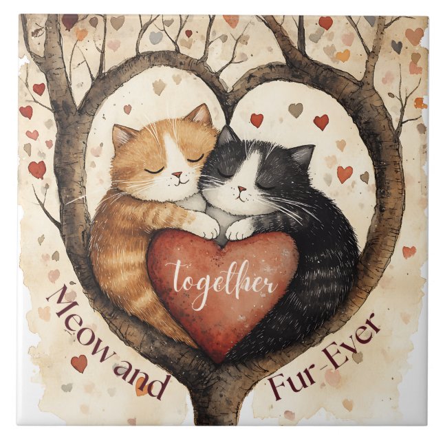 Together Meow and Fur-Ever Love That Lasts  Tile (Front)