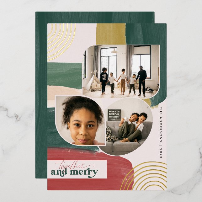 Together & Merry | Modern Abstract Photo Christmas (Front/Back)