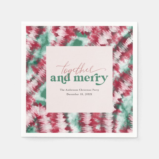 Together & Merry | Modern Christmas Tie Dye Napkin (Front)