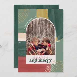 Together & Merry   Photo Arch Modern Christmas Holiday Card