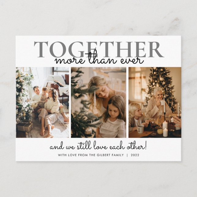 Together more than ever Photo Collage Christmas Postcard (Front)