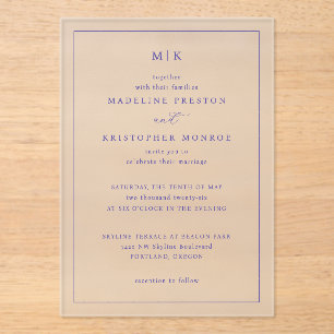 Together Navy Blue Serif Elegancy Acrylic Invitations