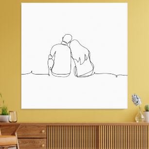 Together – One Line Minimalist Couple Canvas Print