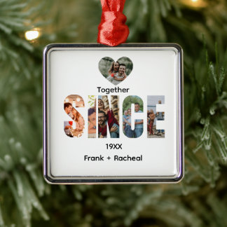 Together Since – Custom Year & Couple Names Photo Metal Ornament