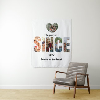 Together Since – Custom Year & Couple Names Photo Tapestry