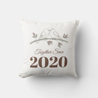 Together Since Custom Year Two Birds Throw Pillow