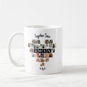 Together Since Year 22 Heart Photo Collage Couple Coffee Mug