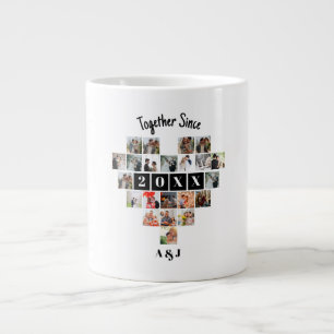 Together Since Year 22 Heart Photo Collage Couple Large Coffee Mug