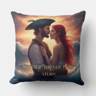 Together Through Every Storm Romantic Pirate Throw Pillow