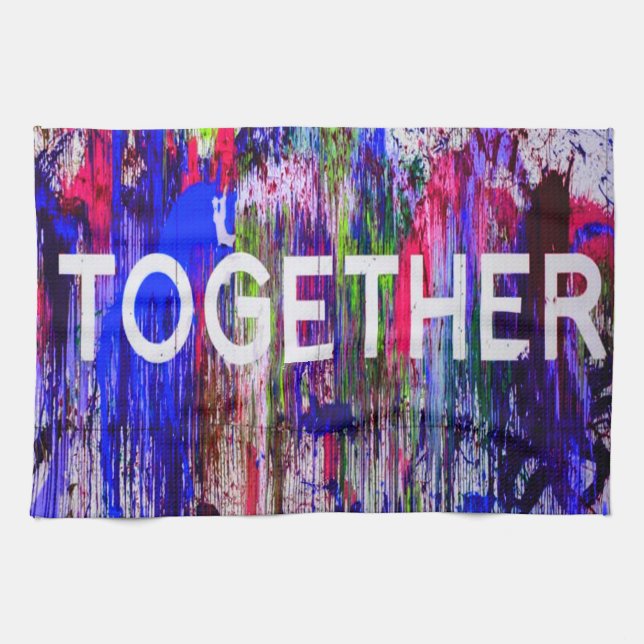 Together togetherness colourful love kitchen towel (Horizontal)