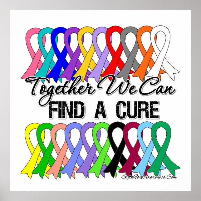 Together We Can Find A Cure CANCER RIBBONS Poster (Front)