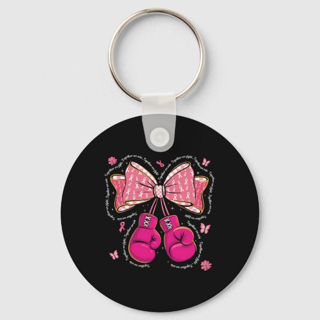 Together We Fight We Win Boxing Gloves Bow Breast  Keychain (Front)
