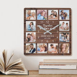 Together We Have It All Quote Family Photo Rustic Square Wall Clock<br><div class="desc">Easily create your own personalized rustic wooden plank farmhouse style wall clock with your custom photos. The design also features a beautiful handwritten script quote: "Together we have it all". For best results,  crop the images to square - with the focus point in the centre - before uploading.</div>