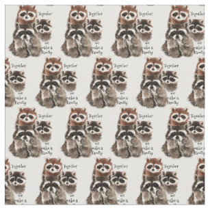 Together we make a Family Fun Raccoon Animal Art Fabric