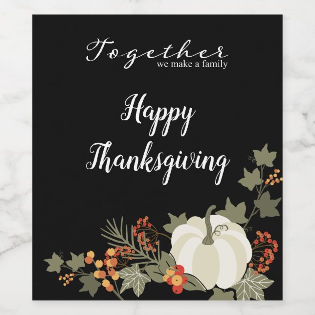 Together We Make a Family, White Pumpkin Wine Label (Single Label)